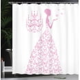 thumbnail image 4 of Ambesonne Love Shower Curtain, Cartoon with Butterflies Gown, 69"Wx70"L, Pink and White, 4 of 5
