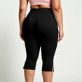 thumbnail image 4 of Plus Size Capris Pants for Women with Side Button Slits Yoga Workout High Waisted Stretch Soft Capri Leggings (2XL, Black), 4 of 7