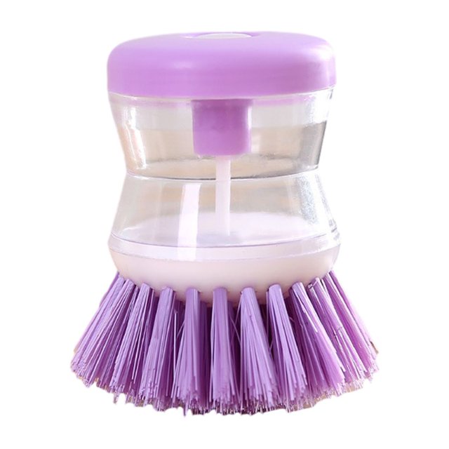 Inteprter PP Utensilios de cocina Cepillo Antideslizante Color sólido Desmontable Cabello Sartén Olla Cepillos de limpieza Herramienta Púrpura Type3 NO3