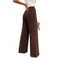 thumbnail image 5 of Nhthy Women's Solid Summer Drawstring Waist Cargo Pants Wide Leg Casual Loose Fit Trousers Brown XXL, 5 of 6