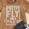 thumbnail image 4 of Kaprioy Boys Summer Outfits Short Sleeve Letter PRETTY FLY FOA A LITTLE GUY Print T Shirt Top Casual Shorts Set Toddler Baby Boy Summer Clothes 6 12 18 24 Month 2T 3T, 4 of 6