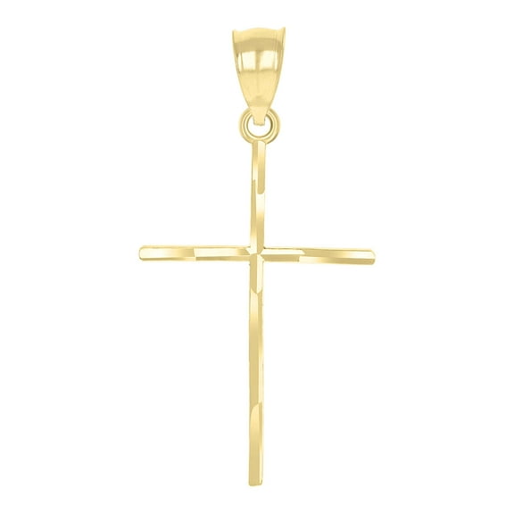 10kt Real Yellow Gold Diamond-Cut Unisex Cross Religious Charm Pendant