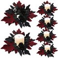 thumbnail image 4 of Xuniizn Bougeoir en Plastique Couronne Chandeliers d'Halloween Guirlande Noire Fleurs Simulées Décorations de Fête en Érable Bougies Décorations de Table Guirlande Simulée, 4 of 7