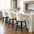 thumbnail image 4 of Fahomiss 26" Counter Height Swivel Bar Stools Set of 3, Beige Velvet Kitchen Island Chairs with Back, 4 of 9