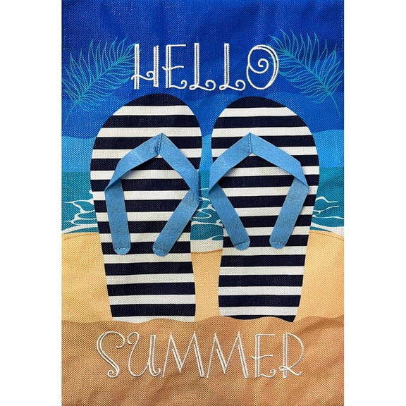Briarwood Lane Burlap House Flag 40x28 For Outdoor Hello Summer Flip Flops For Summer House Flag