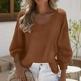 thumbnail image 2 of Hrsba Womens Long Sleeve V Neck Tunic Tops, Blouses for Women V Neck Solid Color 3/4 Sleeve T Shirt Casual Fall Tops, 2 of 3