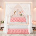 thumbnail image 2 of Homfa Full Size Upholstered Canopy Bed Frame for Bedroom, 2 Storage Drawers Platform Bed, Canopy Bed Curtain Not Included, Pink, 2 of 7