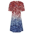 thumbnail image 4 of Vestido Corto para las Mujeres Cuello Redondo Manga Corta Impresa Suéter, Moda Casual Estilo Línea, 4 of 6