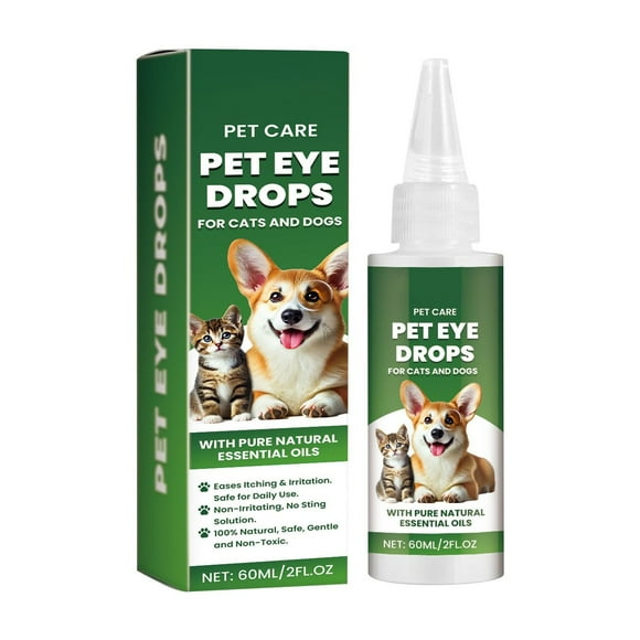 Dog & Cat Eye Drops – Tear Stain Remover for Pets with Red, Itchy Eyes | Gentle Eye Wash Solution for Tear Secretion Control – 60Ml Safe Formula for Daily Use