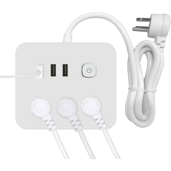 BSEED Power Strip with USB,Surge Protector Flat Plug with 6 Outlets,4 USB Ports(1 USB-C Port), Portable Desk Charging Station Extension Cord 3.9ft,Power Outlet for Home Office and Travel - White