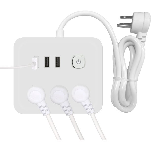 BSEED Power Strip with USB,Surge Protector Flat Plug with 6 Outlets,4