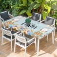 thumbnail image 2 of Easter Table Cloths for 5 Foot Rectangle Tables, Spring Watercolor Bunny Carrots Eggs Flowers Blue Patio Waterproof Elastic Fitted Tablecloths, Washable Rectangular Table Cover for Camping, 2 of 8