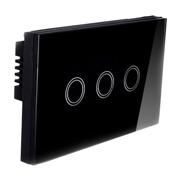 Interruptor de Lámpara Táctil Inteligente perfecl 1 Vía Cristal 3 Gang Negro