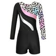 thumbnail image 4 of Haitryli Kids Girls Long Sleeve Gymnastics Leotard Shiny Rhinestones Printed Patchwork Ballet Dance Leopard 14, 4 of 8