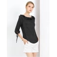 thumbnail image 4 of Unique Bargains Women's Ruffled Neck Half Sleeve Sheer Summer Polka Dots Blouse Tops, 4 of 4