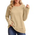 thumbnail image 6 of THNCYX Womens Crew Neck Long Sleeve Sweatshirt with Thumb Holes Solid Color Soft Casual Pullover Top for Everyday Comfort Wear S-2XL, 6 of 6