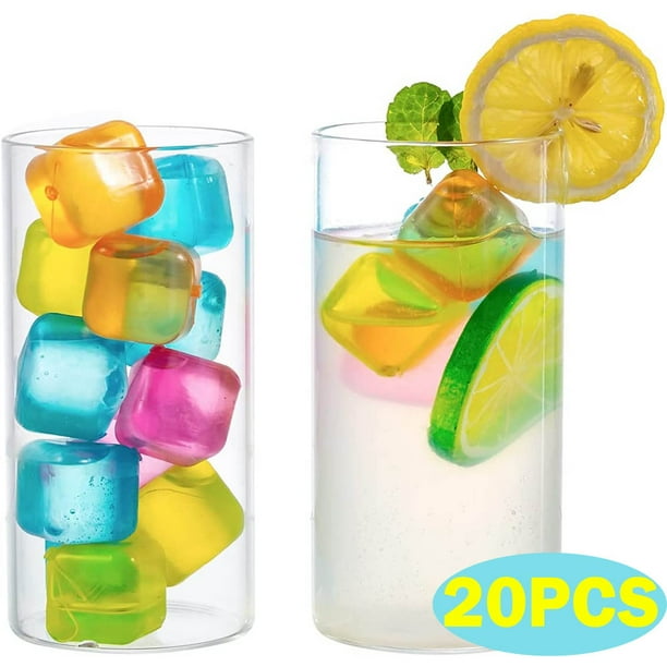 (20Pack) Reusable Ice Cube, Refreezable Plastic Ice Cubes Reusable