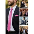thumbnail image 6 of HISDERN Solid Color Ties for Men Business Tie and Pocket Square Set Classic Satin Mens Wedding Necktie,Pink, 6 of 11