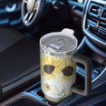 thumbnail image 6 of Sunflower 40oz Tumbler with Handle and Straw, Large Capacity Travel Cup for Hot & Cold Drinks, Double Walled Vacuum Insulated Cup, Butterfly Lover Birthday Gifts for Women Girls, Spring, 6 of 6