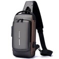 thumbnail image 1 of Mochila bandolera HOXSURY USB antirrobo impermeable gris 17 cm x 7 cm x 31 cm, 1 of 7