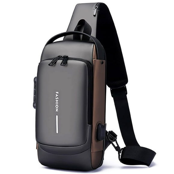 Mochila bandolera HOXSURY USB antirrobo impermeable gris 17 cm x 7 cm x 31 cm