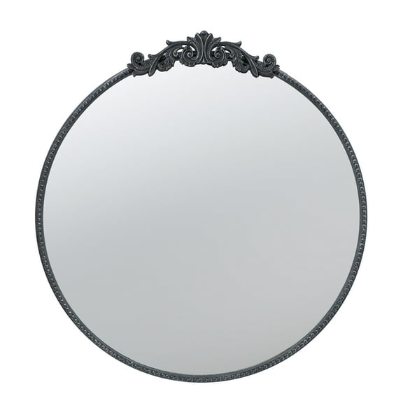CC Home Furnishings Baroque Style Round Wall Mirror - 32" - Black