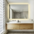 thumbnail image 5 of Keonjinn 48 x 36 inch LED Bathroom Mirror, Backlit Vanity Mirror with 3 Colors Lights, Modern Rectangle Anti-Fog Dimmer Makeup Mirror(Vertical/Horizontal), 5 of 10