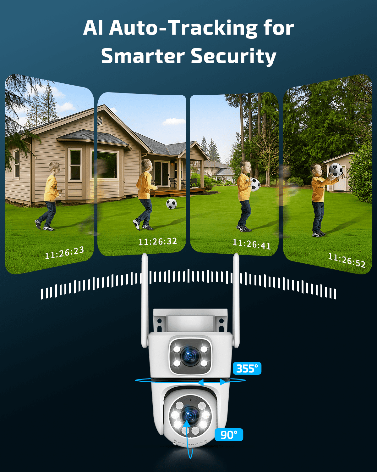 OHWOAI 5MP Dual Lens Wireless Security Camera Outdoor, 360° PTZ WiFi Surveillance Cam with Color Night Vision