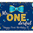 thumbnail image 3 of Blue Gold Themed First Birthday Banner with Balloons Bow and Glitter Party Supplies Photography Props Backdrop Happy Birthday Decorations Birthday Party Background, 3 of 7