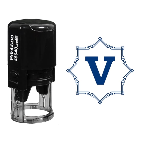 Printtoo V Alphabet Monogram Initial Octagon Celtic Swirl Frame R-40 Office Stationary Self Inking Rubber Stamp