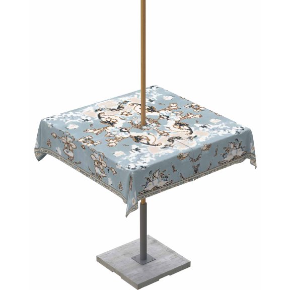 Hokiten Outdoor Tablecloths with Umbrella Hole & Zipper, Boho Ethnic 60x60 Inch Square Tablecloths, Blue Farmhouse Abstract Geometric Motifs Waterproof Table Cloth, Patio/Pool/Picnic Table Covers
