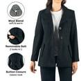 thumbnail image 3 of Alpine Swiss Bella Womens Belted Blazer Button Up Wool Coat Funnel Neck Jacket, 3 of 7