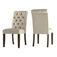 thumbnail image 4 of Weston Home Lottie Chic Beige Linen Button Tufted Dining Chair (Set of 2), Brown wood finish, 4 of 8