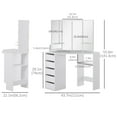 thumbnail image 3 of HOMCOM Corner Vanity Table, Makeup Desk with 3-piece Mirror and 5 Drawers, 3 of 10