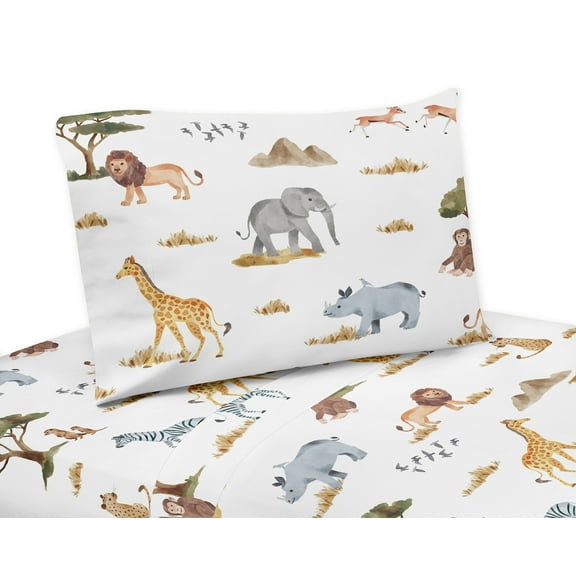 Sweet Jojo Designs Jungle Multicolor 3 Piece Twin Size Sheet Set