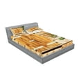 thumbnail image 2 of Ambesonne Rustic Fitted Sheet & Pillow Sham Set, Countryside Shutters, Queen, Beige Green, 2 of 2