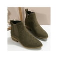 thumbnail image 5 of Daeful Ladies Ankle Booties Side Zip Winter Boot Casual Chelsea Boots Anti-Slip Fashion Block Heels Bootie Walking Army Green 6.5, 5 of 9