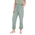 thumbnail image 2 of Women's Casual Pants Solid Elastic Waist Pocket Pajama Pants Lounge Pants Casual Pants Straight Leg Pants Green XL, 2 of 9