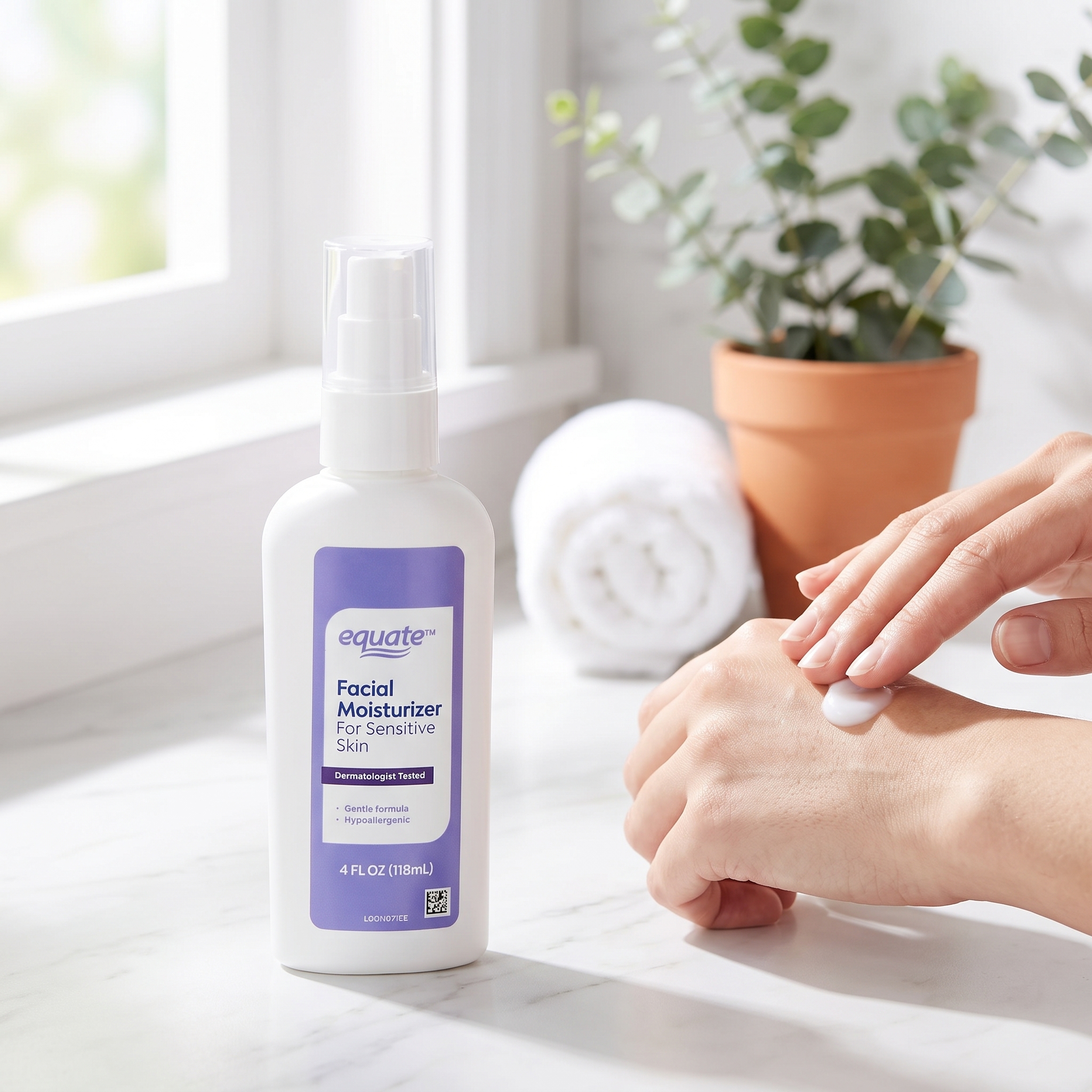 Hidratante facial Equate para piel sensible, 4 fl oz, probado por dermatólogos 2