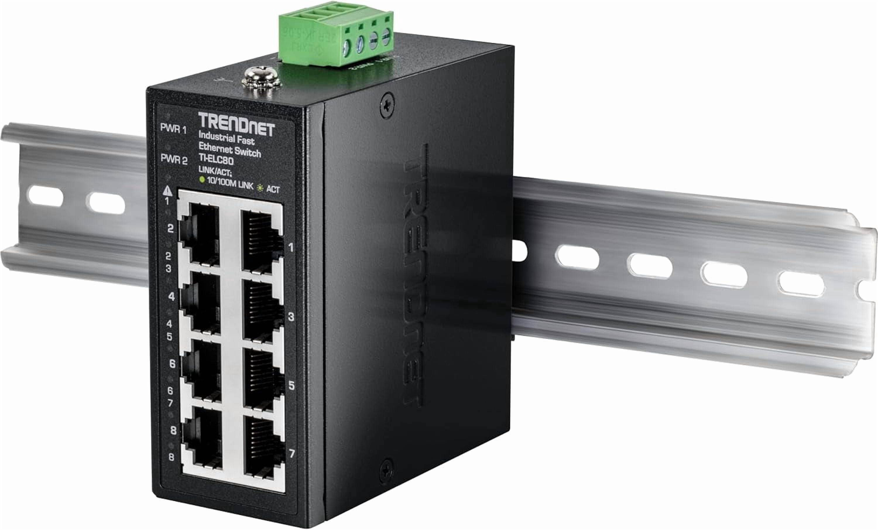 TRENDnet TI-ELC80, 8-Port Industrial Fast Ethernet DIN-Rail Mini Switch,  TI-ELC80