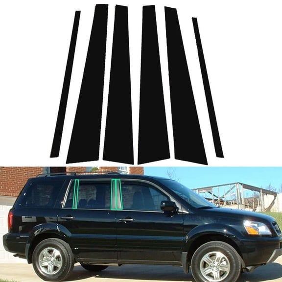 6pcs Glossy Black Pillar Posts Window Door Trim Covers For Honda Pilot 2003-2008