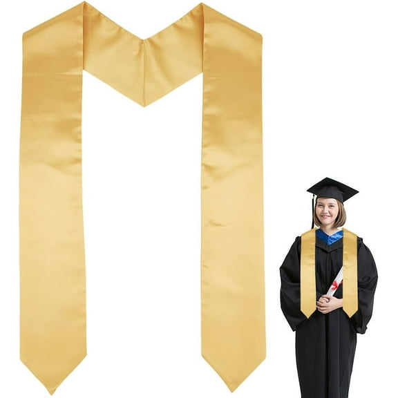 Unisex Adult Graduation Stole Plain Graduation Honor Stoles Sublimation Blank Grad Sash for High School College Gold DIY