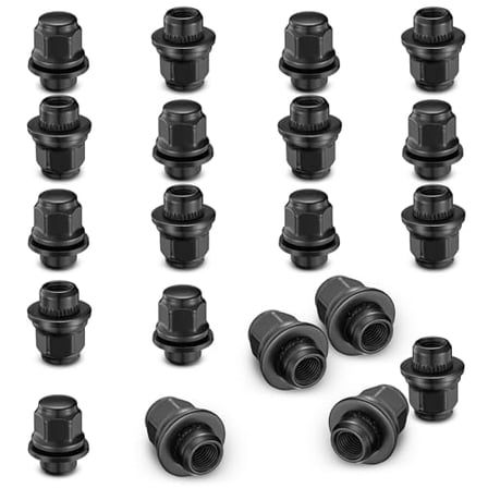 SPBTAR 12mmx1.5 Wheel Lug Nuts,20pcs Black M12x1.5 Lug Nuts Closed End Mag Seat with Washer 13/16 inch 21mm Hex 1.46 inch 37mm Tall Compatible with Toyota Avalon Camry Corolla Sienna for Lexus