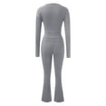 thumbnail image 5 of Women's 2 Piece Outfit - Long Sleeve Crop Top & Flare Pants Set, Polyester Yoga Tracksuit, Winter Casual Wear, S-XXL Sizes, 5 of 5