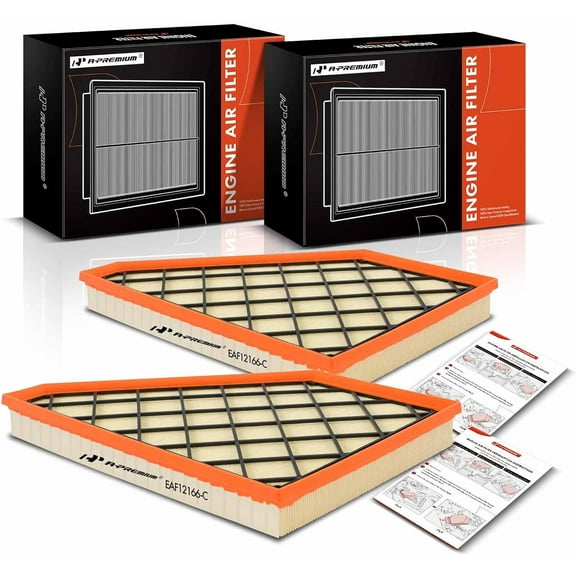 A-Premium 2-PC Front Engine Air Filter Compatible with Buick Enclave 2018-2023 & Cadillac XT5 & Chevrolet Blazer, Traverse & GMC Acadia 2017-2023, 2.0L 2.5L 3.6L, Flexible Panel, Replace# 23321606