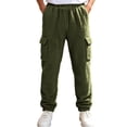 thumbnail image 2 of Xdegoge Boys Sherpa Fleece Cargo Pants Fuzzy Warm Joggers with Side Pockets Elastic Waist Winter Heavyweight Lounge Track Pants, 2 of 9
