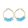 thumbnail image 2 of QQTDFG Stainless Steel Hoop Earrings Glass Bead Gold 12 Gauge 42x33 2mm 0.8x1.2mm A177-Blue, 2 of 2