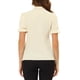 thumbnail image 3 of INSPIRAR CHIC Blusas de Verano para Mujeres de Color Sólido con Lazo en el Cuello de Manga Corta para Usar en el Trabajo Beige XL, 3 of 6