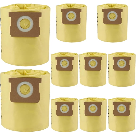 10 Pack 91964 Double Layer High Efficiency Replacement Filter Bags 9196400 9196433 for Shop-Vac 4 Gallon Wet/Dry Vacs, Type D Vacuum Bags