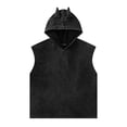 thumbnail image 2 of Men's Fashion Streetwear Hooded Sleeveless Tank Top Casual Summer Vest With Small Horns Design For Daily Wear Comfortable Breathable Lightweight Mens Summer Lightweight Pullover Tee Shirts, 2 of 9